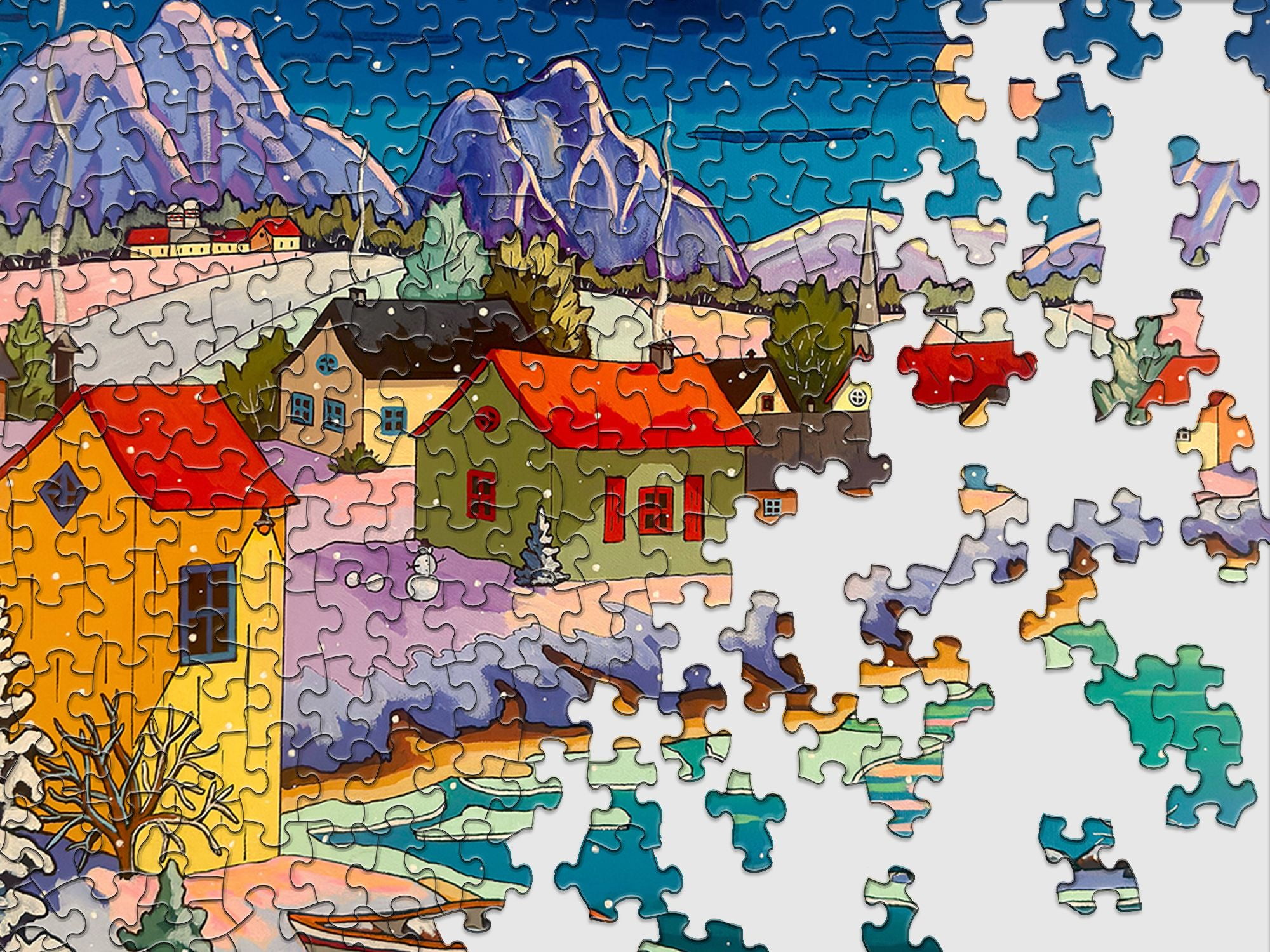 Springbok 500 Piece Moonlit Winter Village Jigsaw Puzzle for Adults
