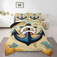 thumbnail image 1 of Erosebridal Vintage Anchor Bedding Sets Full with Comforter, Retro Nautical World Map Duvet Insert, Reversible 3pcs, 1 of 8