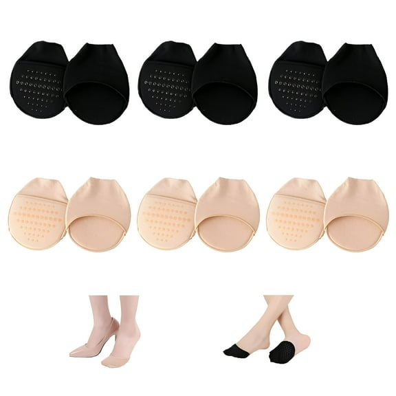 TELOLY Ball of Foot Cushion Socks Women's Toe Cover with Padding Toe Topper Liner Socks No Show Half Socks with Sponge Cushion