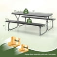 thumbnail image 3 of Costway 6 FT Picnic Table Bench Set Outdoor Dining Table & 2 Benches with Metal Frame Black, 3 of 10