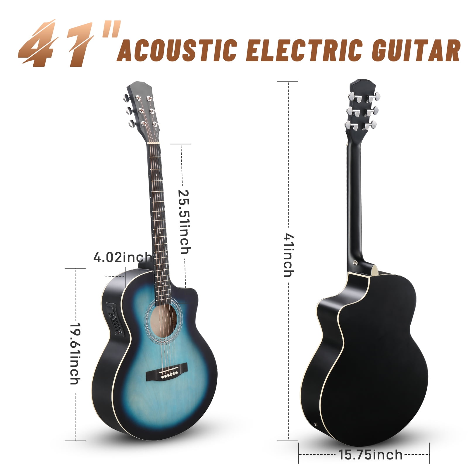 Ktaxon 41In Acoustic Electric Guitar with 15W Amplifier, Bag, Tuner, Blue