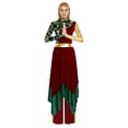 thumbnail image 3 of Aislor Women's Liturgical Praise Dance Outfits Camouflage Print Dress with Wide Leg Pants Worship Dancewear Burgundy L, 3 of 7