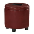 thumbnail image 5 of Designs4Comfort Round Accent Storage Ottoman with Reversible Tray Lid, Burgundy Faux Leather, 5 of 8