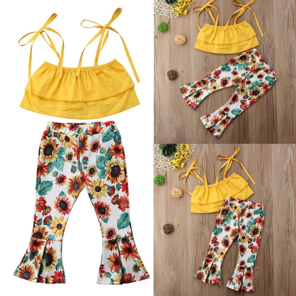 Baby Girls Summer Outfits Floral Printed Sling Top+Short Pant 2Pcs Swimsuit Clothes Set