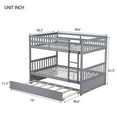 thumbnail image 6 of Full Over Full Bunk Bed with Trundle, Wood Bunk Bed with Safety Guardrail & Ladders, Separates Into 2 Full Size Platform Bed, Trundle Bunk Bed for 3 Teens Adults (Gray), 6 of 12