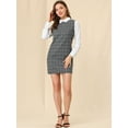 thumbnail image 3 of DARING DIVA Plaid Peter Pan Collar Long Sleeve Check Shift Dress M Gray, 3 of 6