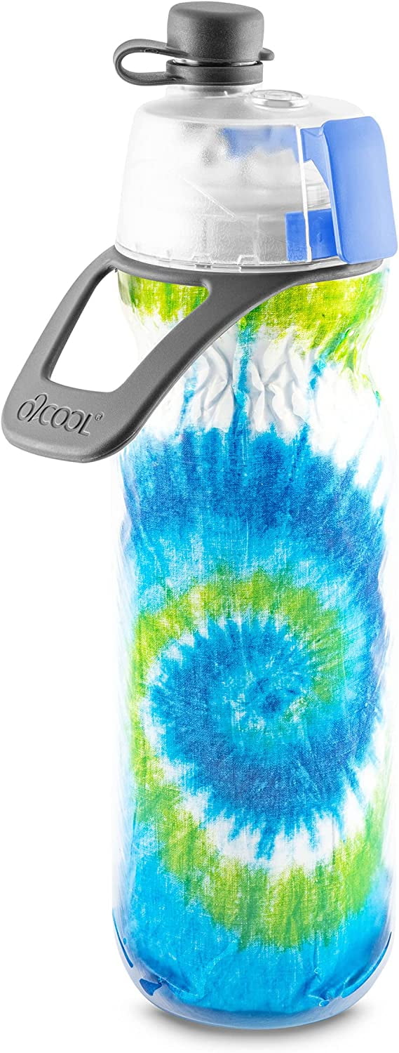 O2COOL Mist 'N Sip Wasserflasche – 2-in-1: Trinkflasche & Sprühnebel-Funktion, Isoliert, BPA-frei, Lila Tie-Dye