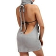 thumbnail image 4 of Kmxyo Women Sexy Backless Sleeveless Turtleneck Pullover Knit Sweater Cosplay Dress, 4 of 8