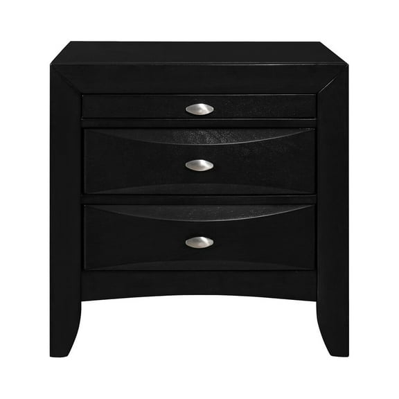 Global Furniture USA Linda Black Wooden 3-Drawer Nightstand