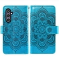 thumbnail image 5 of Compatible with Samsung Galaxy S23 FE 5G Wallet Phone Case and Tempered Glass Screen Protector Flower Faux Leather Flip Credit Card Holder Stand Zipper Cell Cover for S 23 EF S23FE 23S Women Blue, 5 of 9
