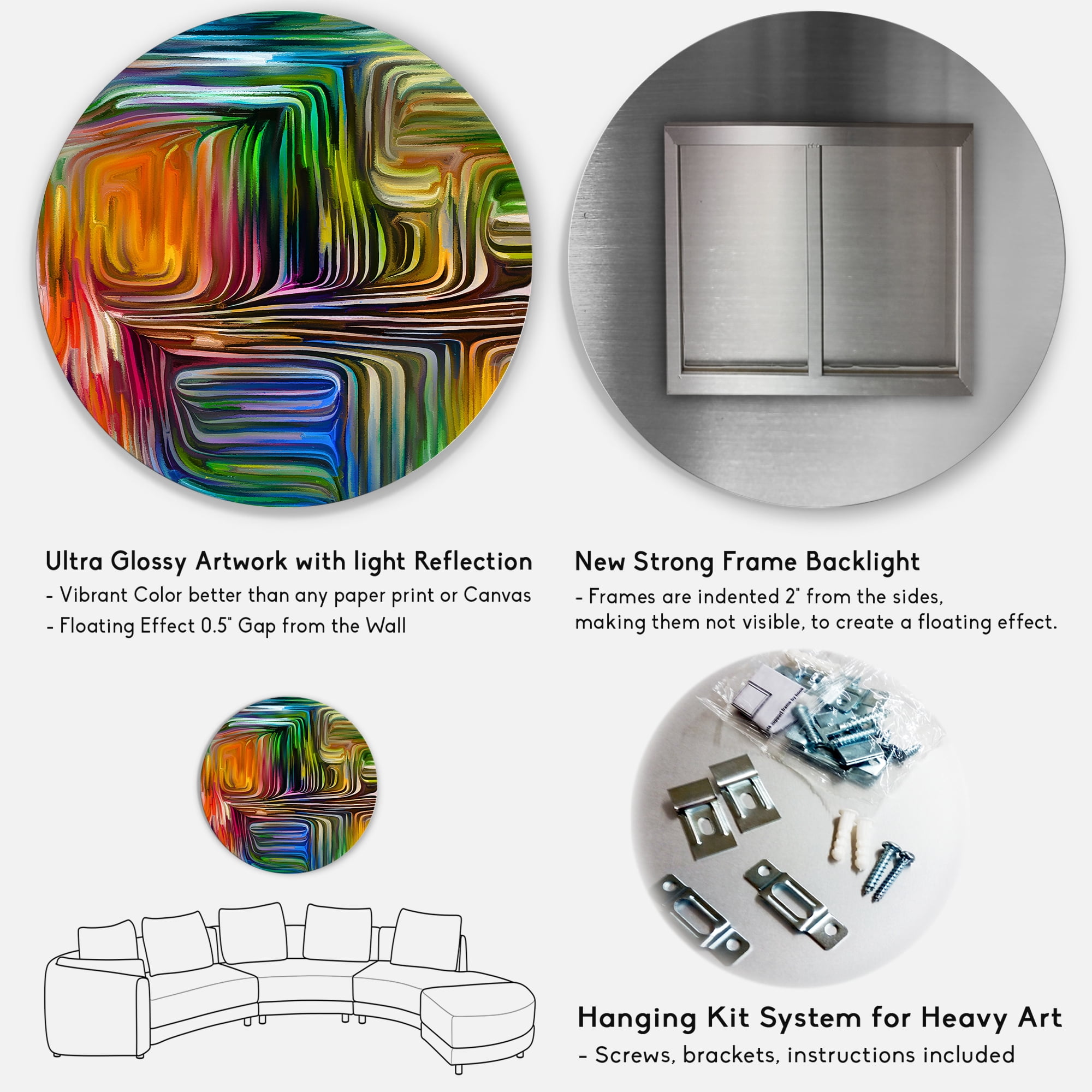 Designart 'Colour Spiral Fusion III' Modern Circle Metal Wall Art 23x23 - Disc of 23