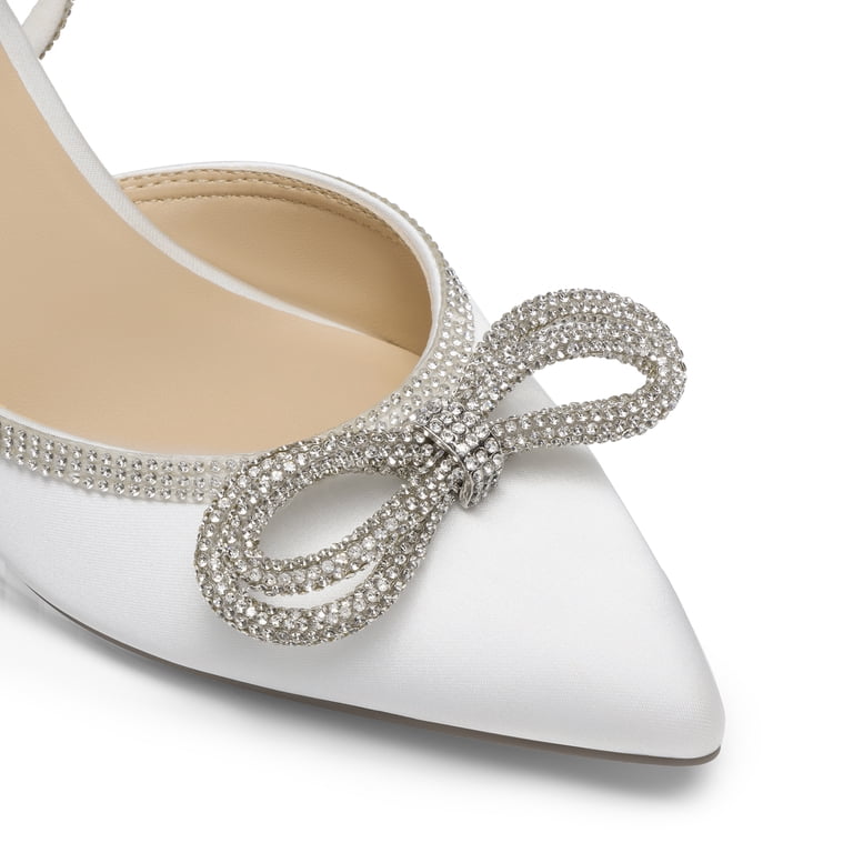 DREAM PAIRS Kitten Heels Rhinestone Bow Ankle Strap Stiletto  display picture 1