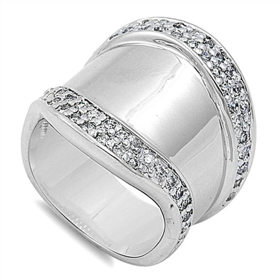 White Cubic Zirconia Micro Pave Ring 925 Sterling Silver Band Jewelry Female Male Unisex Size 6
