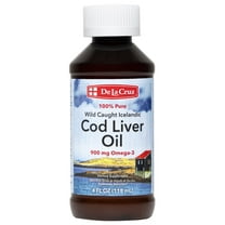 De La Cruz Cod Liver Oil Liquid, Pure Wild-Caught Icelandic Oil, 900 mg Omega-3s, 4 fl oz