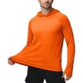thumbnail image 2 of DDAPJ pyju Sun Protection Hoodie for Men Raglan Long Sleeve Hiking Fishing Shirts Cooling Summer Running Athletic Tops with Thumb Holes Orange XXL, 2 of 6