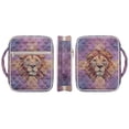 thumbnail image 3 of Xixirimido Lion Cross Purple Print Quilted Bible Cover Bible Case for Women, Large Bible Carrying Case with Handle, Bible Study Supplies & Christian Gift for Men, 3 of 7