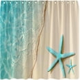 thumbnail image 4 of Beach Shower Curtain Teal Starfish Ocean Coastal Tropical Sea Hawaii Summer Seaside Nature Landscape Marine Life Bath Curtain with Plastic hookss, 4 of 6