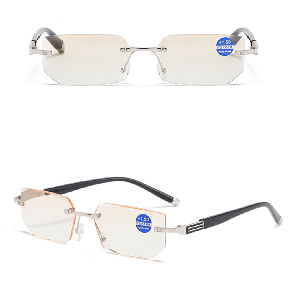 Computer Reading Glasses Auto Focus Polygonal Rimless HD AntiFatigure