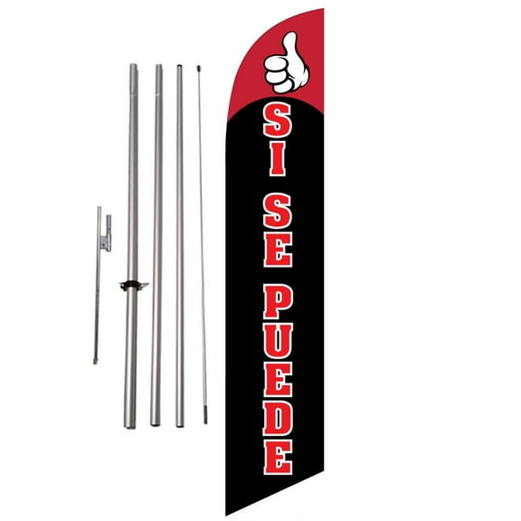Si Se Puede (black) 15ft Feather Banner Swooper Flag Kit with pole & spike