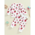thumbnail image 5 of Nygoyerh Baby Girls Fall Outfits 3M 6M 12M 18M 2T 3T Strawberry Print Long Sleeve Sweatshirt and Elastic Waist Sweatpants 2Pcs Sets Infant Clothing, 5 of 7