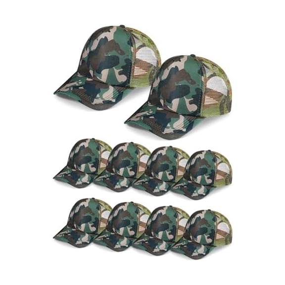 Eryueer 10 Pcs Sublimation Blank Trucker Hats Bulk Mesh Baseball Cap Polyester Mesh Trucker Hat for Men and Women
