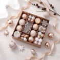 thumbnail image 3 of 2026 Christmas Indoor Home Decor 62PCS Champagne Gold Christmas Ball Ornaments Set Shatterproof Xmas Tree Decorations Baubles With Snowflake Leaf Cones, 3 of 7