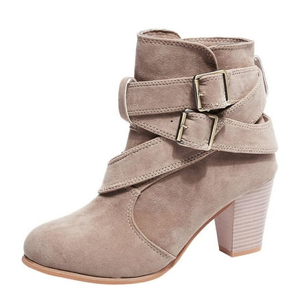 

KBKYBUYZ Stylish Winter Large Size Boots For Women Boots Thick Soled Thick Ladies High Heels Short Boots Shoes