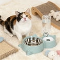thumbnail image 5 of SHENGXINY Stainless Steel Cat Food Bowl and Water Bowl Set - 2 in 1 Automatic Gravity Water Dispenser, Leakproof Clean Feeder for Small Medium Dogs & Cats Blue 13.78x6.1x9.84in, 5 of 6