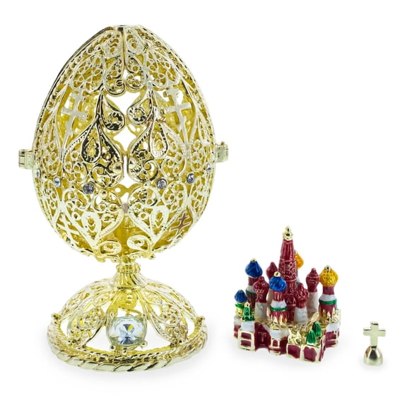 Bejeweled Orthodox Church Easter Egg Golden Figurine