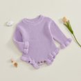 thumbnail image 3 of RUINIXCW Newborn Baby Girl Knit Sweater Romper Infant Baby Girl Fall Winter Clothes Basic Solid Color Ruffle Long Sleeve Bubble Bodysuit Pullover Top, 3 of 8