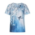 thumbnail image 4 of asdoklhq 2023 Summer Fall Plus Womens Tops,Ladies Tops Clearance,Womens Shirts under $5,Women's Casual Loose Floral Print Crewneck Printed Short Sleeve T-Shirt Tops, 4 of 8