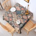 thumbnail image 2 of Multicolor Ethnic Mandala Pattern Square Tablecloth,Waterproof Square Table Cover,Wipeable Spillproof Washable Table Cover for Home Kitchen Party Decor 42"X42"(107x107cm), 2 of 6