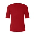 thumbnail image 5 of Pimfylm Short Sleeve Sweater for Women V Neck Lightweight Pullover Sweaters Loose Dressy Fashion Spring Sweaters Red, M, 5 of 5