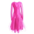 thumbnail image 5 of Aislor Kids Girls Long Sleeve Ballroom Dance Dress Latin Tango Salsa Rumba Samba Performance Dancewear Hot Pink 10, 5 of 7