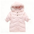 thumbnail image 2 of EnJoCho Girls Long Hooded Puffer Coat, Soli𝖽 Zip Up Windproof Quilted Outerwear, Heavyweight Warm Padded Jacket, Stylish Kids Winter Parka for Casual Outings and Holiday Outdoor Play, 2 of 5
