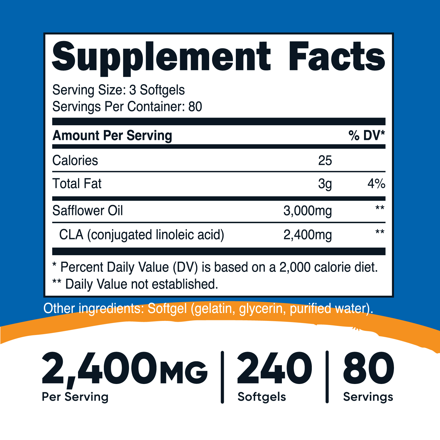 Nutricost CLA (Conjugated Linoleic Acid) Supplement 800mg, 240 Soft Gels - image 2 of 5