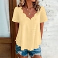 thumbnail image 5 of VBVC No Boundarie Women's Plus Hollow-Out Blouses,Ladies Summer Short Sleeve T-Shirt,Breathable Tunics Top For Women,Yellow,S-5XL, 5 of 10