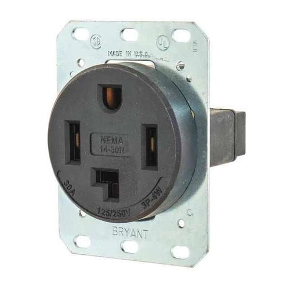 Bryant Receptacle,Blk,30A,3 Poles,4 Wires 9430FR