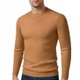 thumbnail image 3 of ZCFZJW Men Crew Neck Knit Sweaters Lightweight Knitted Sweaters Long Sleeve Pullover Sweater Casual Fall Winter Dress Thermal Sweater Tops Brown XXXL, 3 of 4