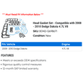 thumbnail image 2 of Head Gasket Set - Compatible with 2008 - 2010 Dodge Dakota 4.7L V8 2009, 2 of 2