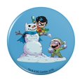 thumbnail image 1 of Robin and Riddler Snowball Fight Pinback Button Pin, 1 of 5