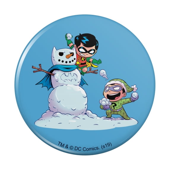 Robin and Riddler Snowball Fight Pinback Button Pin