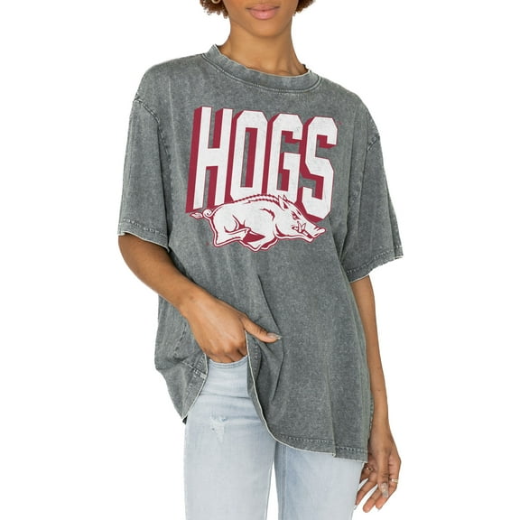 Women's Gameday Couture Gray Arkansas Razorbacks Solid Defense Oversized T-Shirt