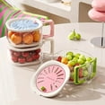 thumbnail image 3 of Kitchen Fridge Salad Container, 2in1 Double Layer Fruit Drainer Container with Foldable Handle, Fruit Washing Bowl with Strainer, 3 of 9