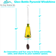 thumbnail image 3 of Handmade Yellow Glass Wind Chimes Made From Pyramid Shaped Bottles, Colorful Home Decor Outdoor Garden or Patio, 3 of 4