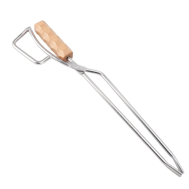 Pinces à Bois, Poignée en Bois Pinces de Cheminée Portables en Acier Inoxydable pour Charbon