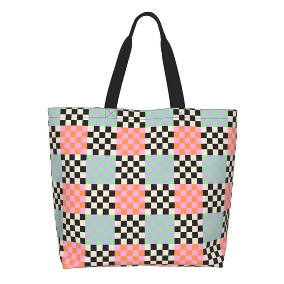 Kdxio Colorful Checkered Casual Tote Bags Women Big Capacity Shoulder Bag for Women Travel Shoulder Bags Handbags
