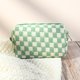 thumbnail image 4 of Bolsa de maquillaje SOIDRAM, tamaño grande, color verde a cuadros, para viajes, 4 of 4