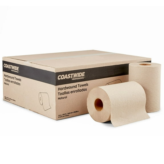 Staples COASTWIDE Hardwound Paper Towels 1-Ply 350 ft./Roll 12 Rolls/Carton (CW21814)