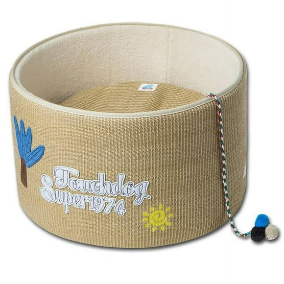 Touchcat PB81KHMD Claw-Ver Nest Rounded Scratching Cat Bed with Teaser Toy - Khaki - One Size
